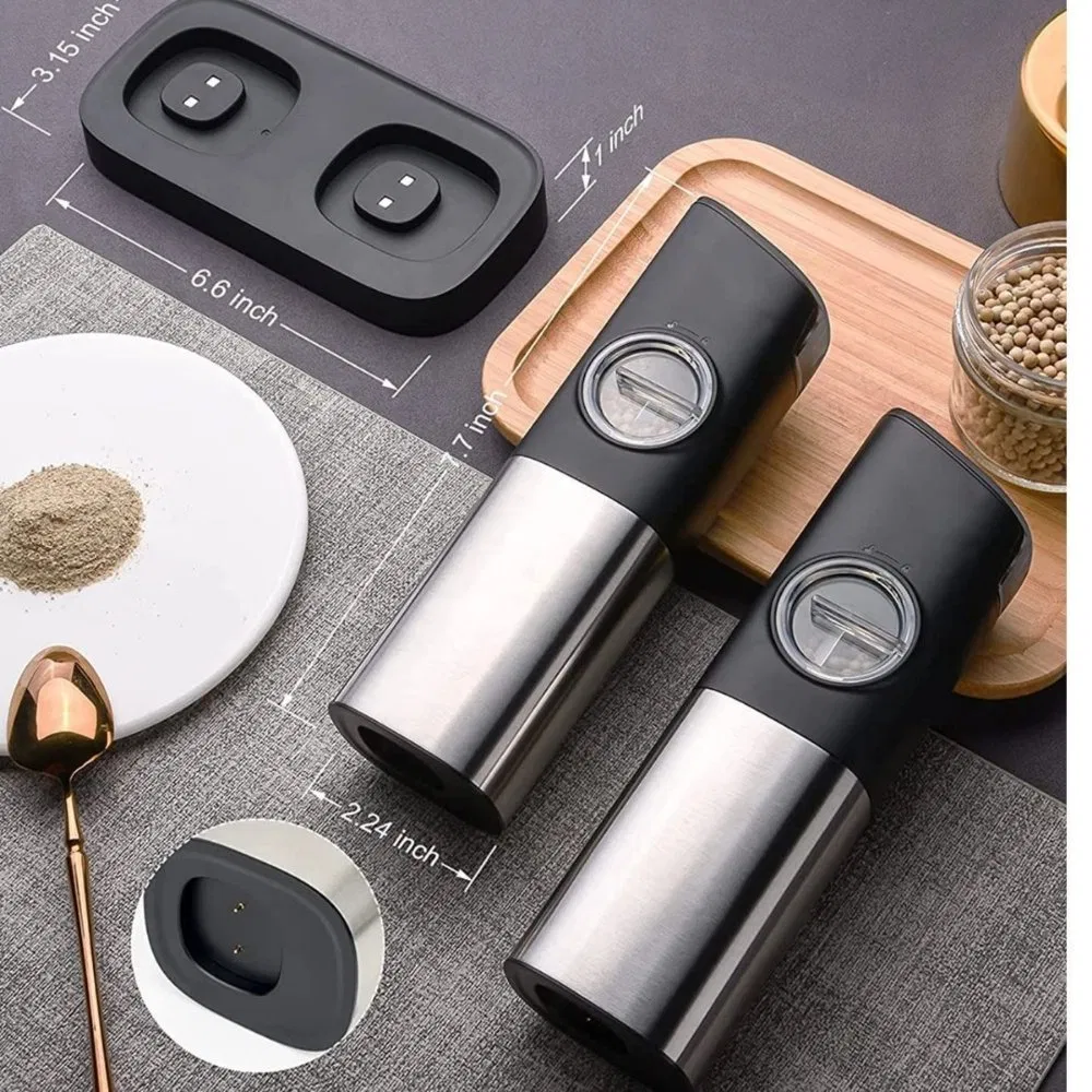 Electric Salt and Pepper Grinder Set Large Capacity USB Rechargeable Automatic Ez29918