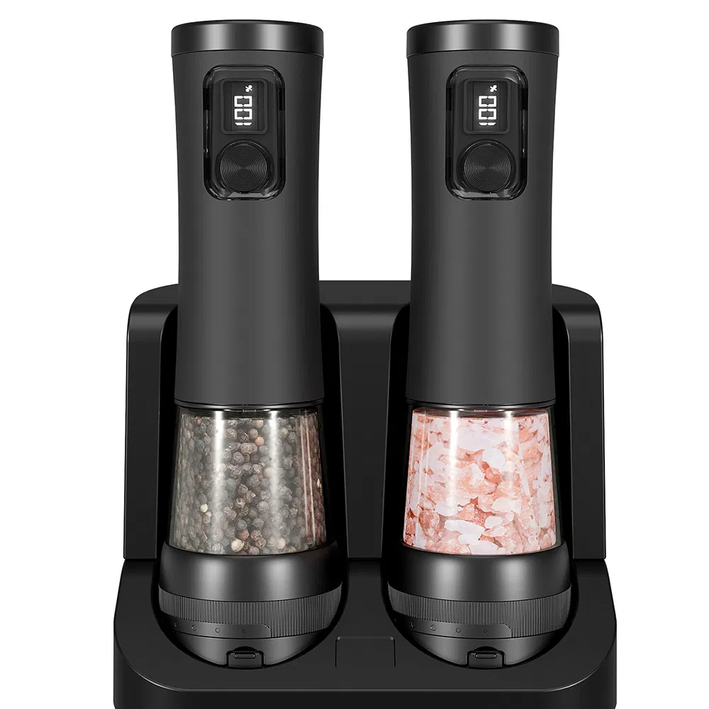 Electric Salt and Pepper Grinder Set Automatic Ceramic Rechargeable Stainless Steel Wyz30187