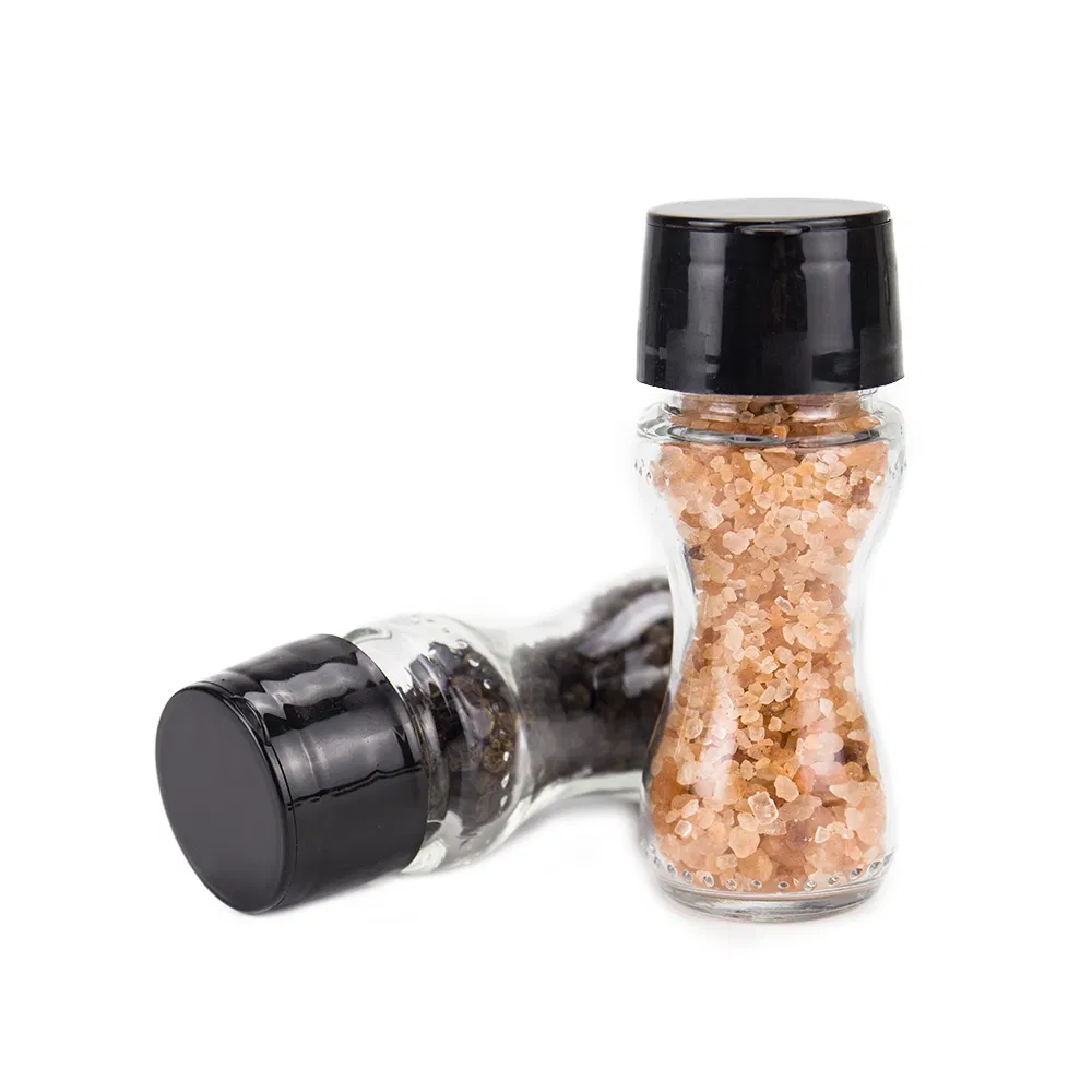 60ml Moedor de Pimenta Preto de Plástico Mini com Garrafa de Especiarias de Vidro