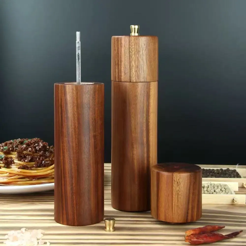 Produto em alta: Moedor de temperos de madeira maciça recarregável para sal e pimenta, ferramenta de cozinha para chefs em casa