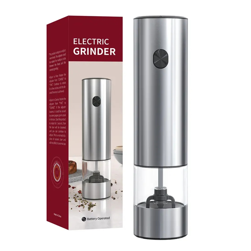 Moedor de Sal e Pimenta Elétrico Sem Fio de Aço Inoxidável com Operação Automática com Uma Mão para Utensílios de Cozinha