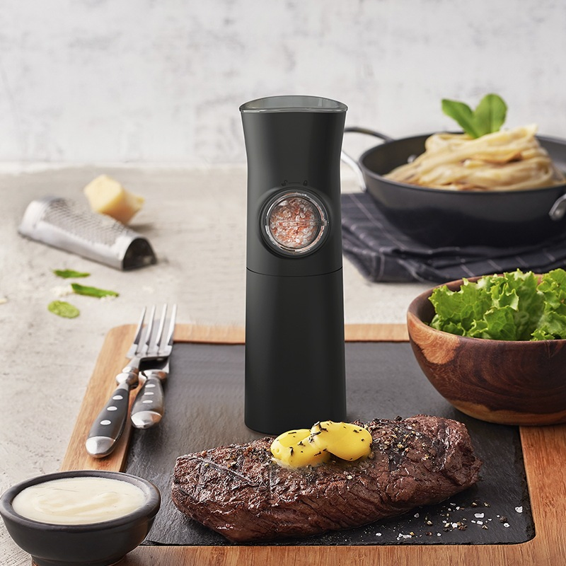 Moedor de Especiarias Elétrico Portátil com Bateria, Moedores de Sal e Pimenta com Suporte