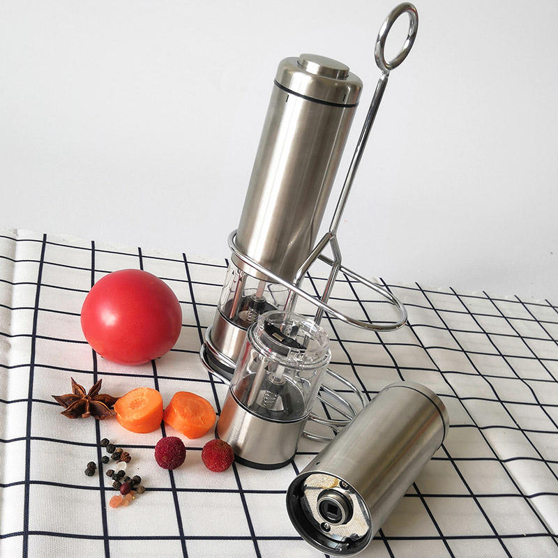 Conjunto de moedores de ervas elétricos em aço inoxidável, operados por bateria, para sal e pimenta, ideal para cozinhar