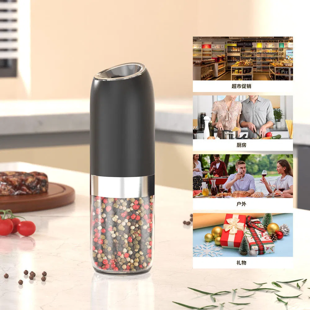 Large Capacity Battery-Operated Portable Spice Shaker Electric Gravity Pepper Mill Salt Grinder