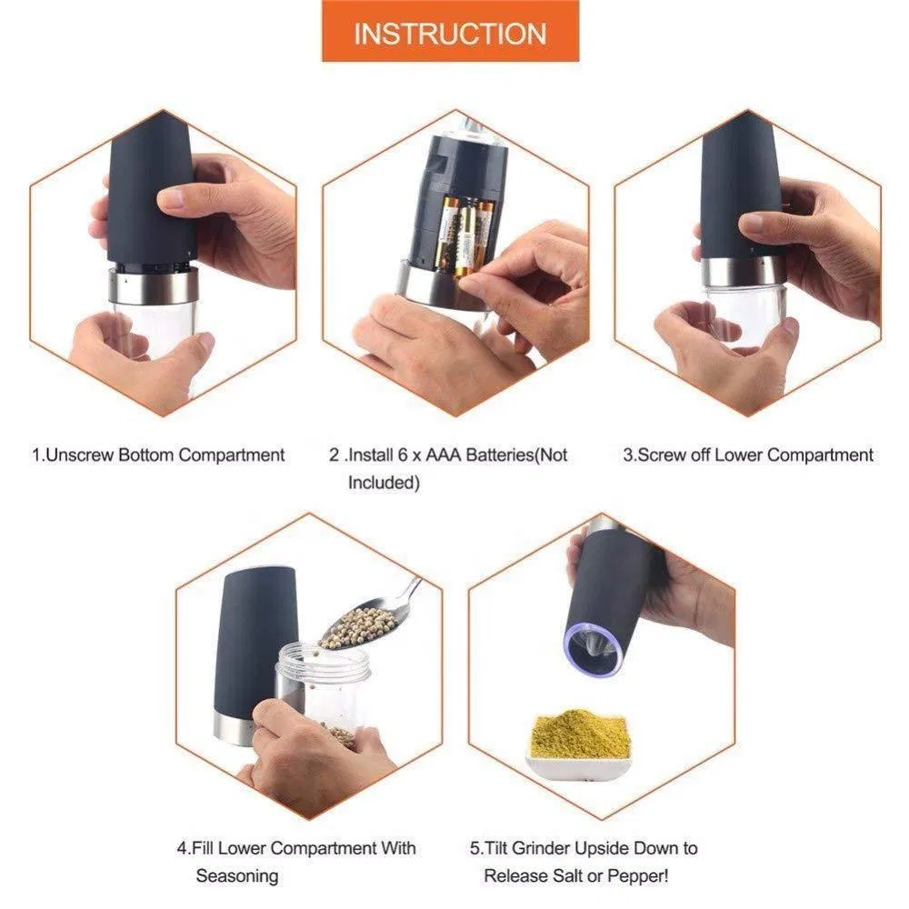 Conjunto de Moedores de Sal e Pimenta Moedor de Sal Automático Moedor de Pimenta por Gravidade