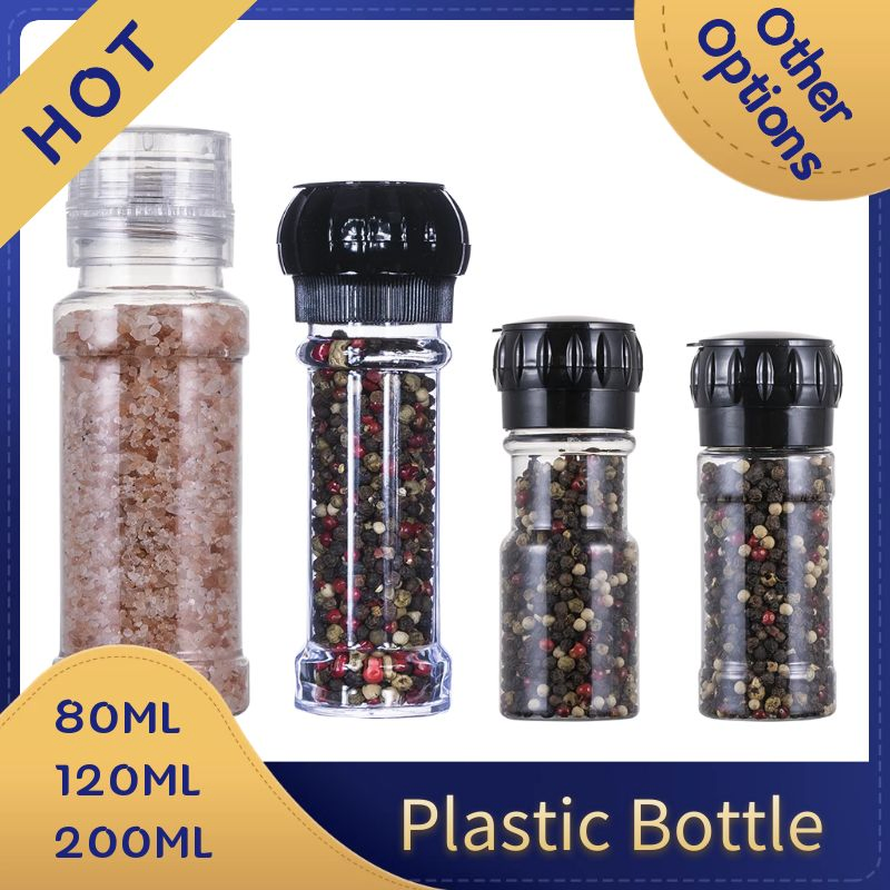 Cozinha 90ml 100ml Frasco de Vidro para Temperos Embalagem Moedor de Plástico para Sal e Pimenta