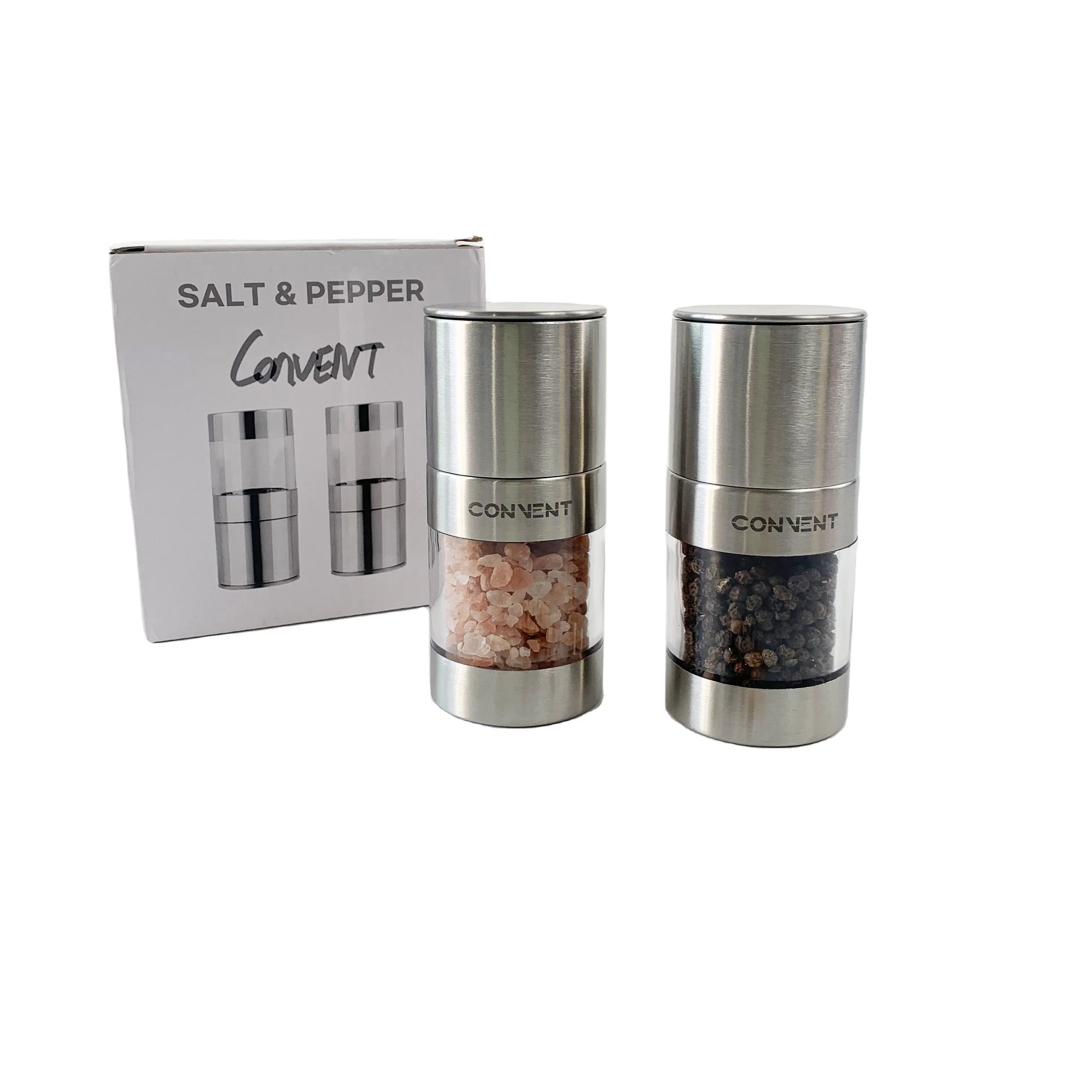 Conjunto de Moedores de Sal e Pimenta Manuais em Aço Inoxidável