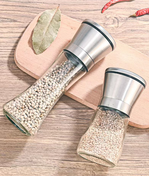 Fornecimento Direto de Fábrica Moedor de Sal e Pimenta Atacado 160ml Moedor de Especiarias de Vidro Sal Cozinha Pimenta