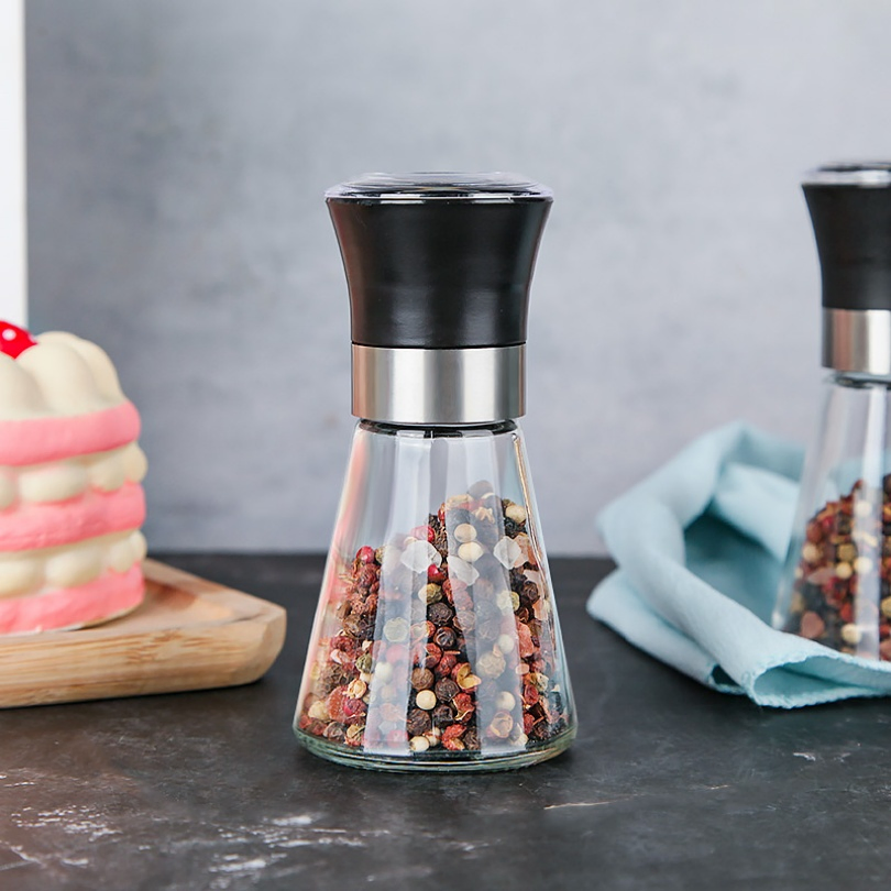 Frasco de Vidro para Moedor de Especiarias de Pimenta e Sal Clear 100 Mini Mill com Moedores