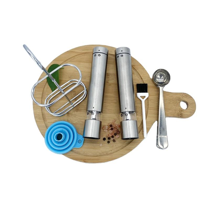 Moedor Elétrico Automático Mini de Fábrica para Pimenta e Sal, Triturador Elétrico de Sal e Pimenta com Suporte de Metal