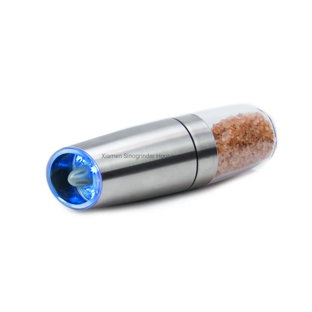 Conjunto de moedores de pimenta elétricos com gravidade ajustável e alimentados por bateria