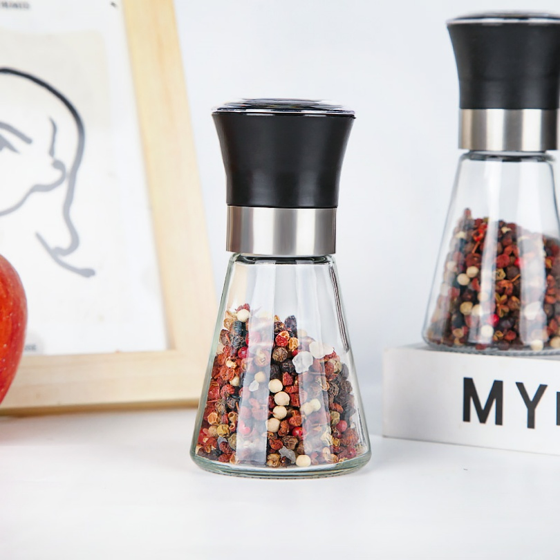 Fábrica 180ml Moedor de Especiarias de Vidro Personalizado para Temperos Vidro Sal Marinho Pimenta Frasco para Armazenamento de Alimentos Cozinha Churrasco