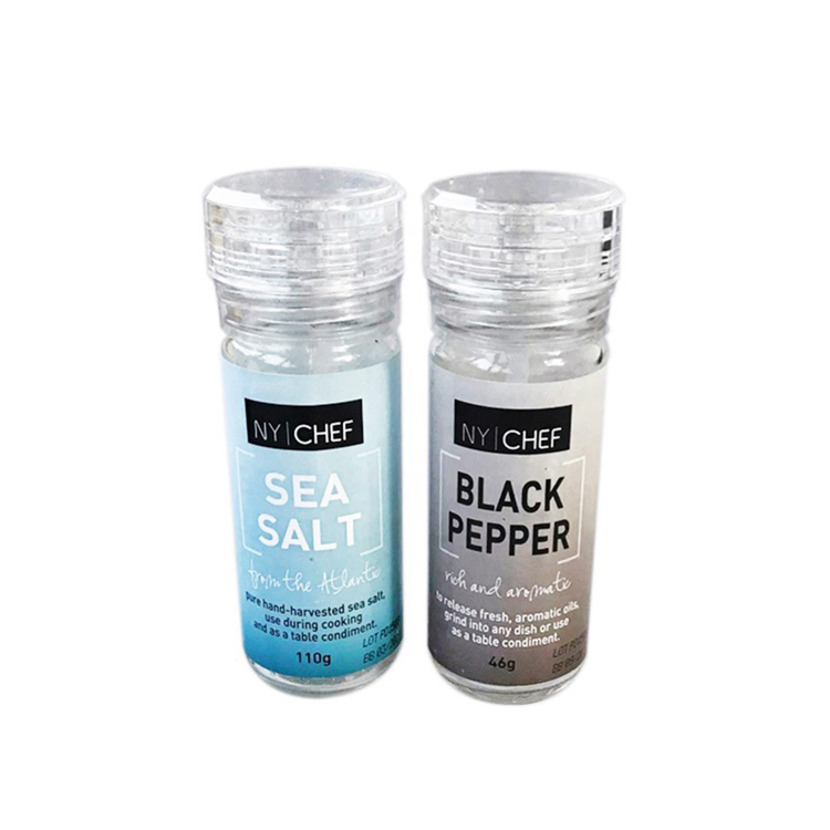 100ml Frascos de Vidro Transparentes para Temperos Moedor de Sal e Pimenta