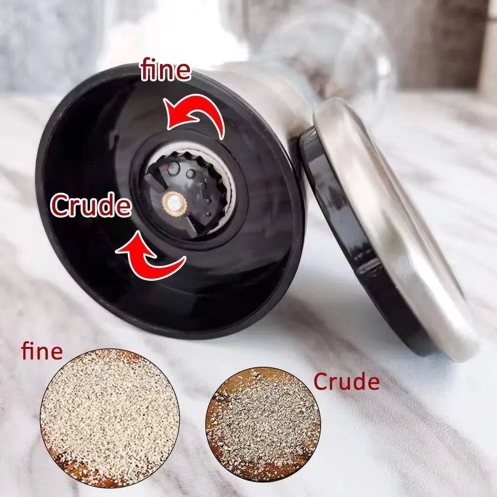 Manual de Cozinha Moedor de Ervas e Especiarias Recipiente para Especiarias Dosador Ajustável de Cerâmica para Sal e Pimenta Conjunto com Base