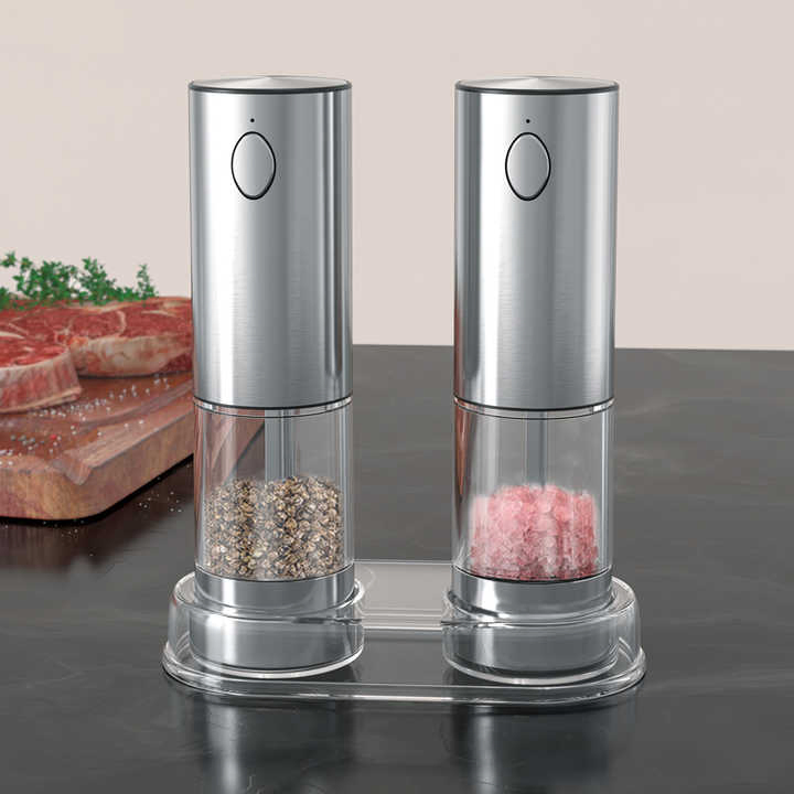 Moedor de Especiarias Automático de Aço Inoxidável de Alta Qualidade 304 Moedor de Pimenta Elétrico Recarregável por USB com Luz LED para Sal e Pimenta