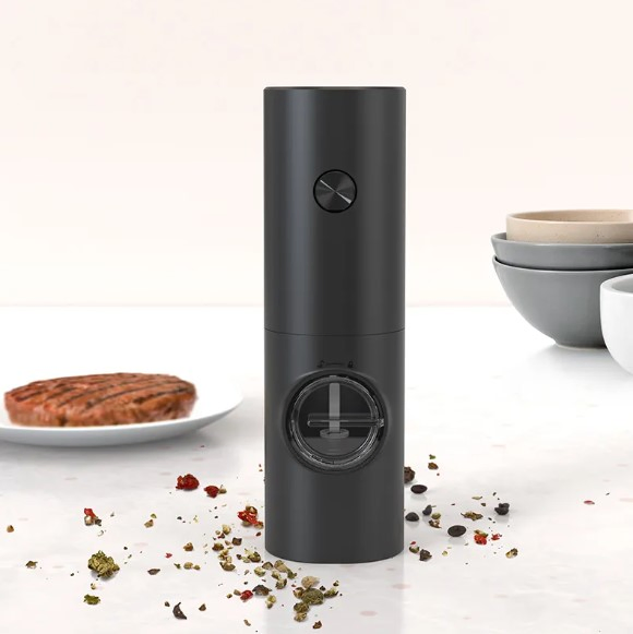 Conjunto de moedores de sal e pimenta automáticos visíveis e ajustáveis para cozinha