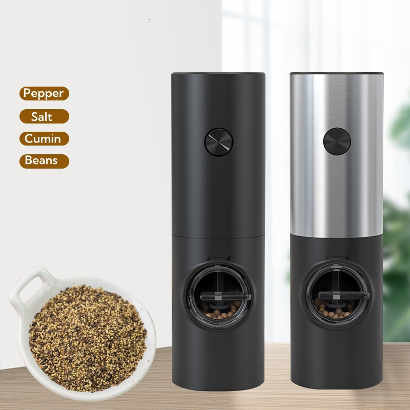 Conjunto de moedores automáticos de sal e pimenta de alta qualidade portátil com carregamento USB em dois pacotes