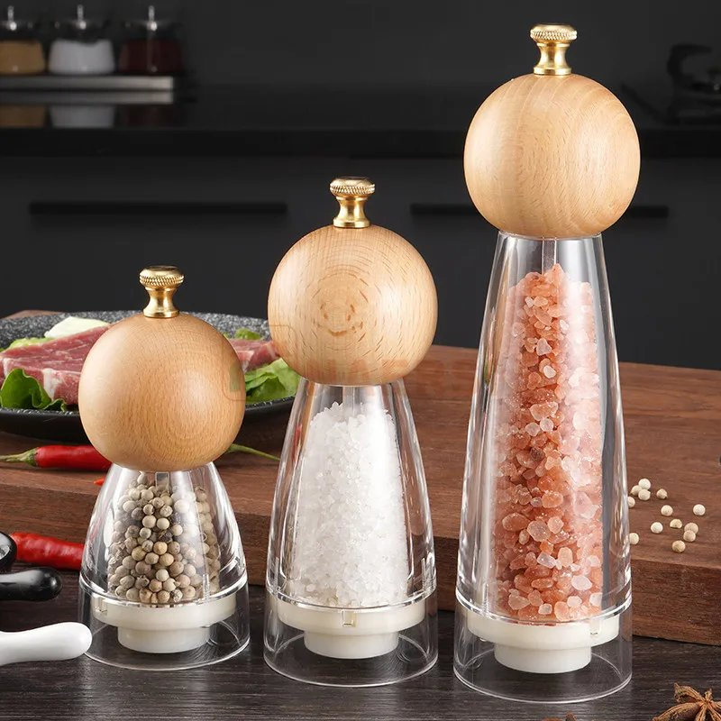 Conjunto de moedores de sal e especiarias de vidro acrílico fabricado em fábrica e vendido por atacado