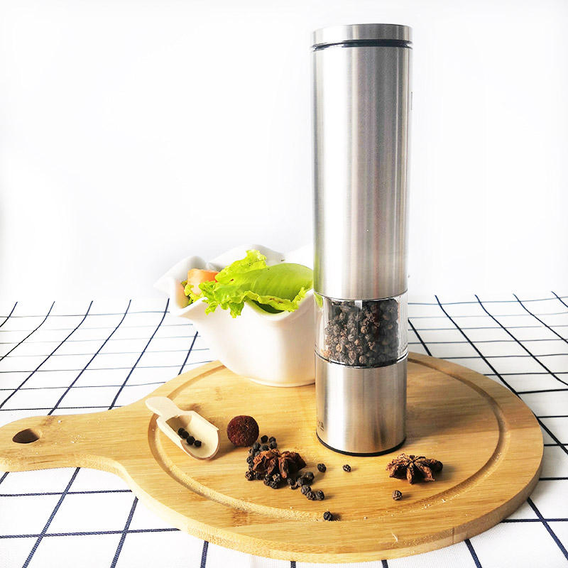 Moedor de Sal e Pimenta Elétrico Ajustável em Aço Inoxidável Conjunto Automático com Luz LED