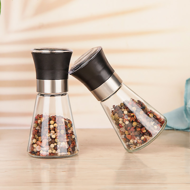 100ml Moedor de Especiarias de Vidro Personalizado e Durável, Frasco de Moedor de Sal Marinho e Pimenta de Vidro