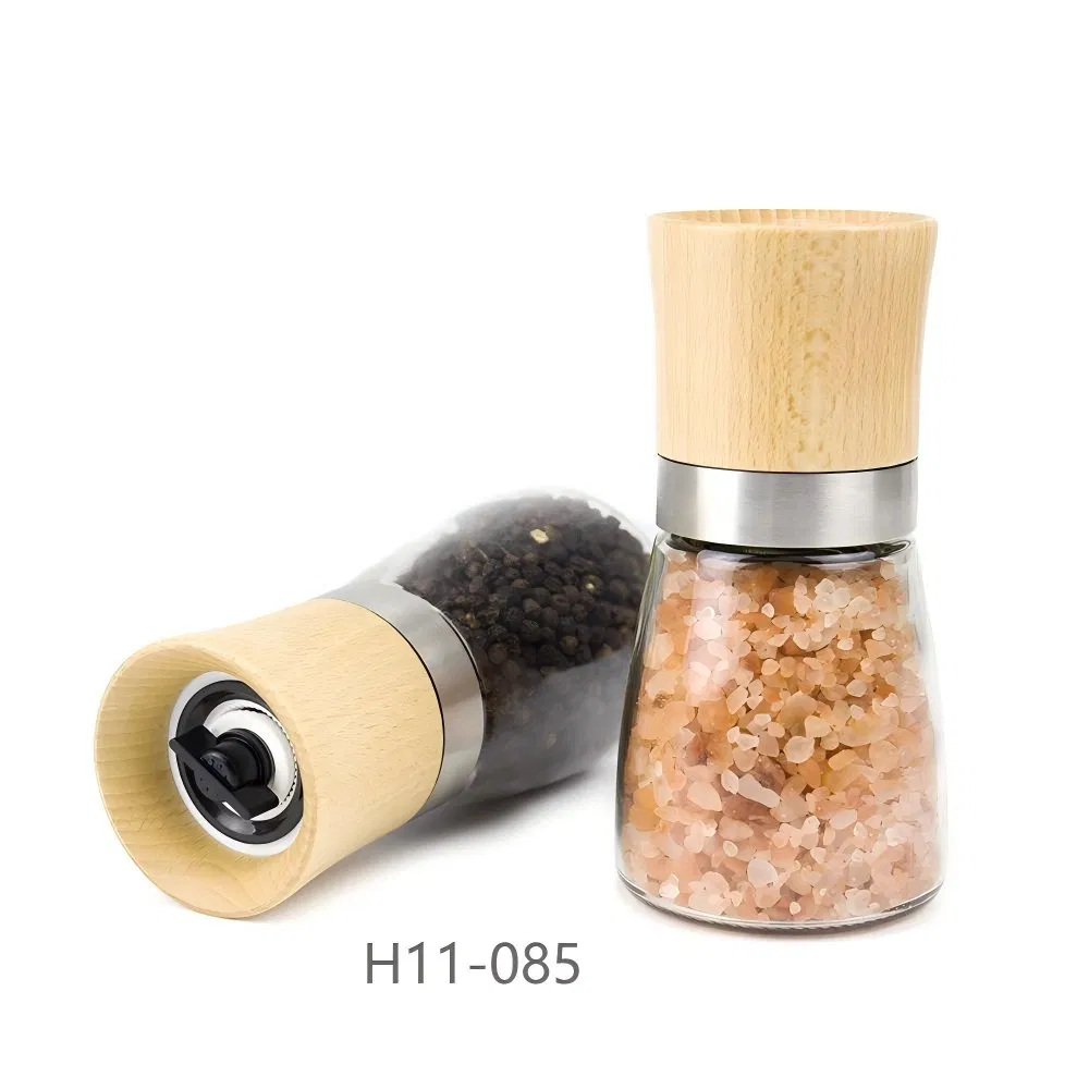 Conjunto de Moedores de Sal e Pimenta de Cerâmica e Madeira de Grande Capacidade