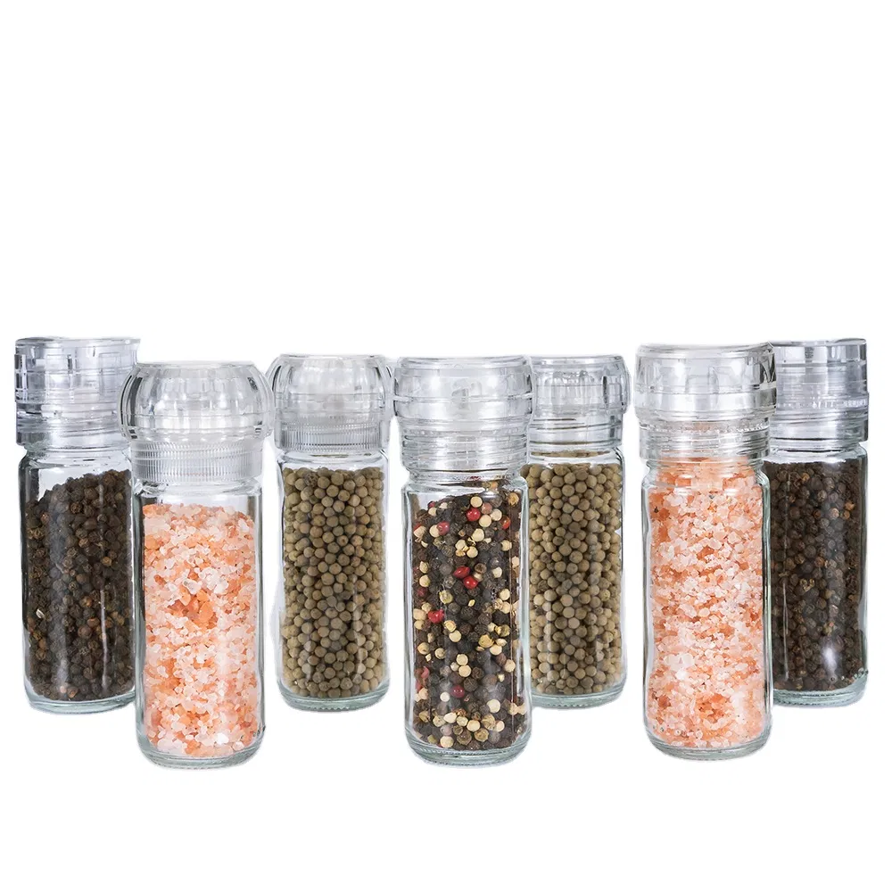 Cozinha 90ml 100ml Frasco de Vidro para Temperos Embalagem Moedor de Plástico para Sal e Pimenta