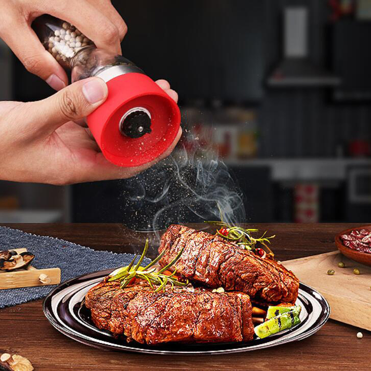 Logotipo Personalizado 2 em 1 Moedor de Sal e Pimenta em Forma de Ampulheta Utensílio de Cozinha Ferramentas de Cozinha Moedor de Pimenta Manual Duplo