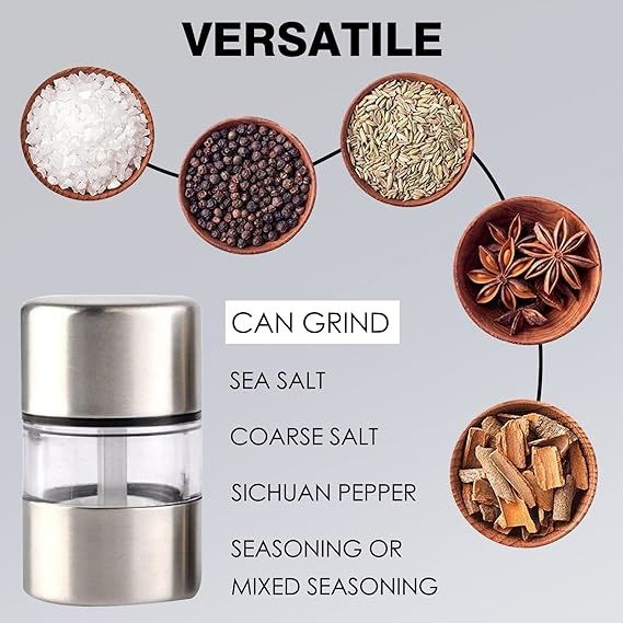 Portable Coarseness Ceramic Small Portable Ceramic Salt &amp; Pepper Shakers Manual Mini Premium Sea Salt and Pepper Grinder Set