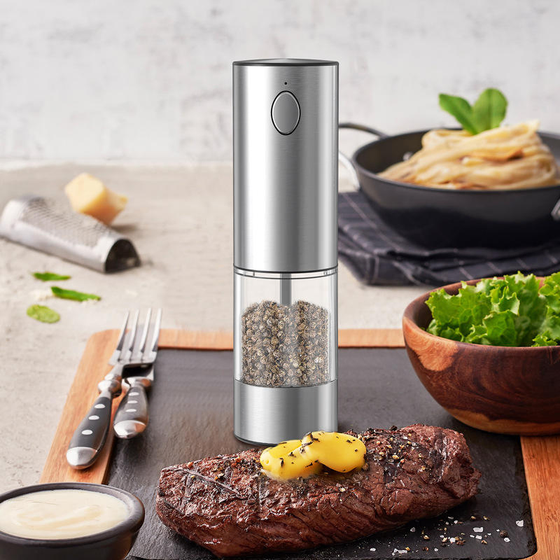 Conjunto de moedores elétricos de especiarias mini ajustáveis para cozinha, recarregáveis por USB, para pimenta e sal