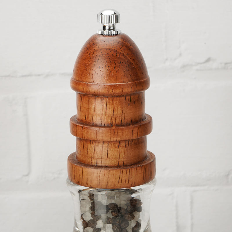 Wood Manual Pepper Grinder Refillable Salt and Pepper Mills, Salt Grinder Visible Adjustable Ceramic Grinding