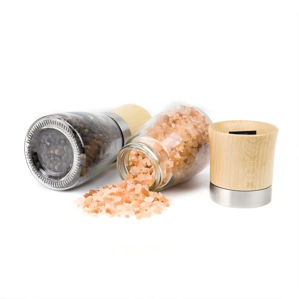 Frasco de Vidro Profissional para Especiarias com Moedor de Sal e Pimenta