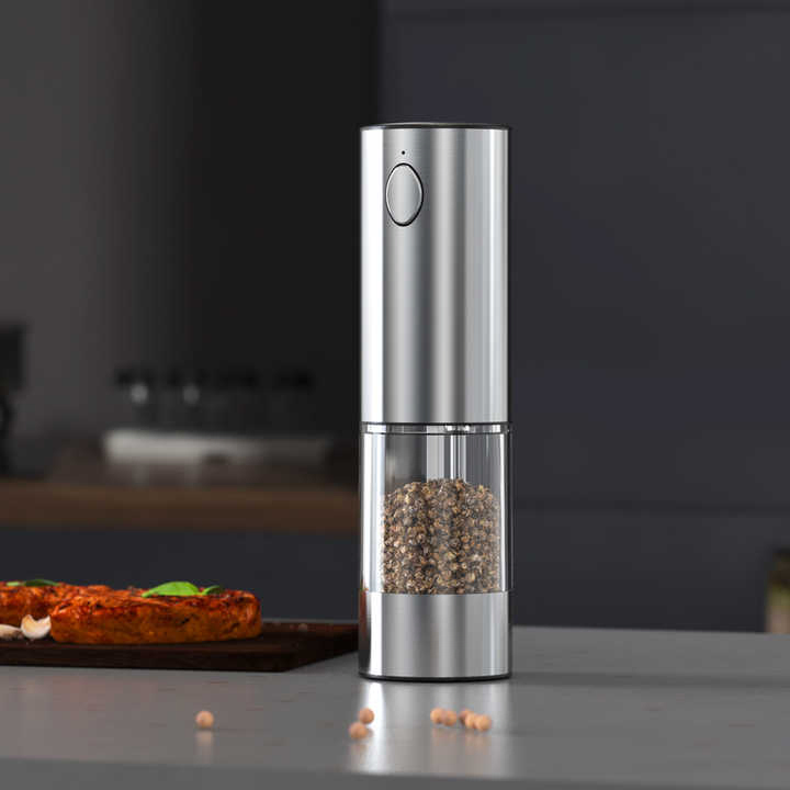 Moedor de Especiarias Automático de Aço Inoxidável de Alta Qualidade 304 Moedor de Pimenta Elétrico Recarregável por USB com Luz LED para Sal e Pimenta