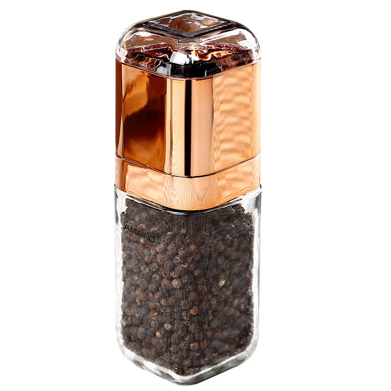 Moedor de Sal e Pimenta Acrílico Portátil Atacado Moedor de Pimenta com uma Mão Tampa Electroplated Shaker