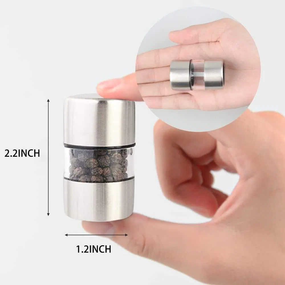 Portable Coarseness Ceramic Small Portable Ceramic Salt &amp; Pepper Shakers Manual Mini Premium Sea Salt and Pepper Grinder Set