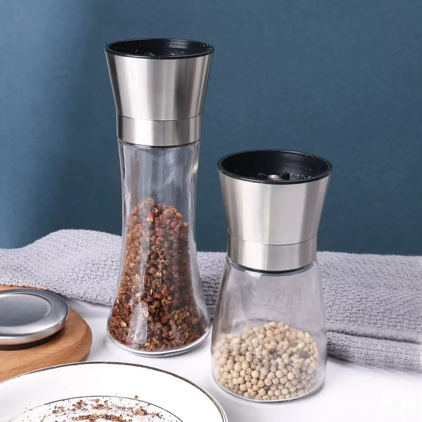 Moedor de Sal e Pimenta de Ferramentas de Cozinha Multi-Modelo, Moedor de Especiarias Manual de Aço Inoxidável com Burr de Cerâmica