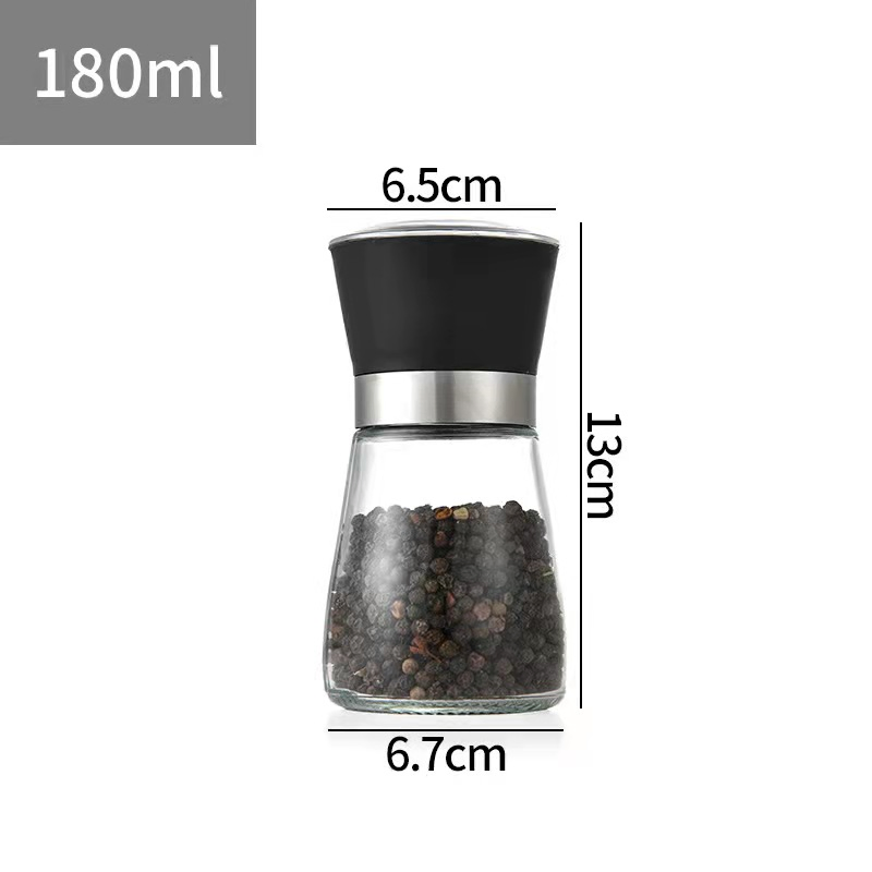 180ml Moedor de Sal com Ajuste de Granulometria Conjunto de Moedores de Sal e Pimenta Refilável