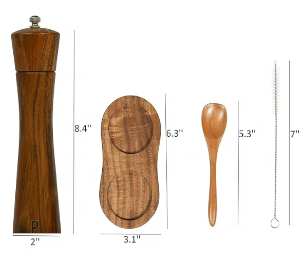 8 Conjunto de Moedores de Sal e Pimenta de Madeira de 8 Polegada Moedor Manual de Sal e Pimenta para Cozinha 2 PCS Moedor