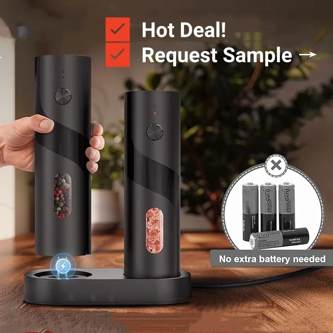 Operação com uma mão 2 Conjunto de moedores elétricos de sal e pimenta recarregáveis por USB automáticos com 110ml grande capacidade