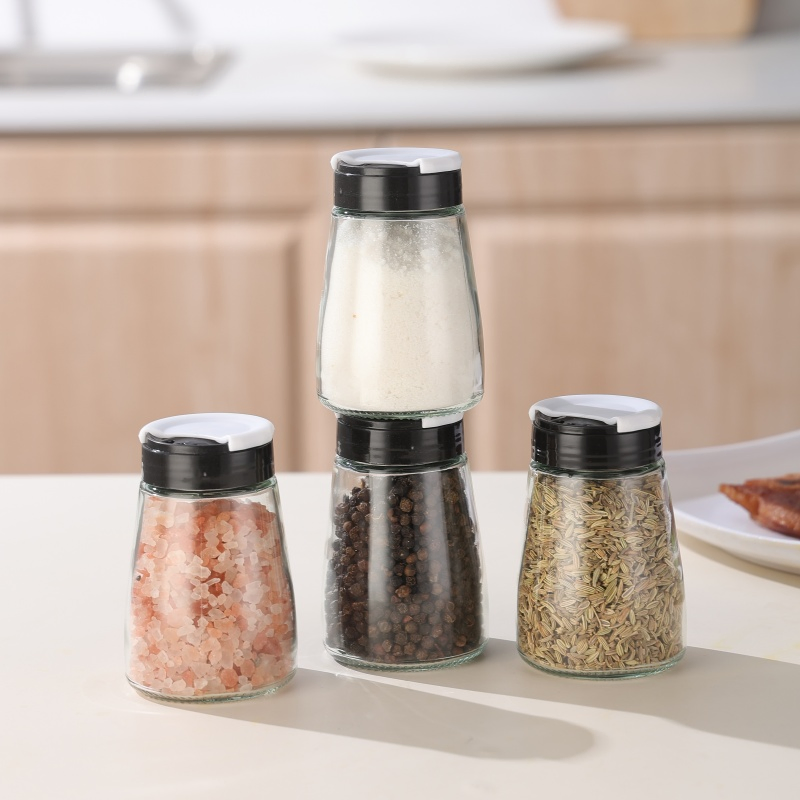 Moedor de Especiarias de Vidro para Cozinha Refilável para Sal e Pimenta