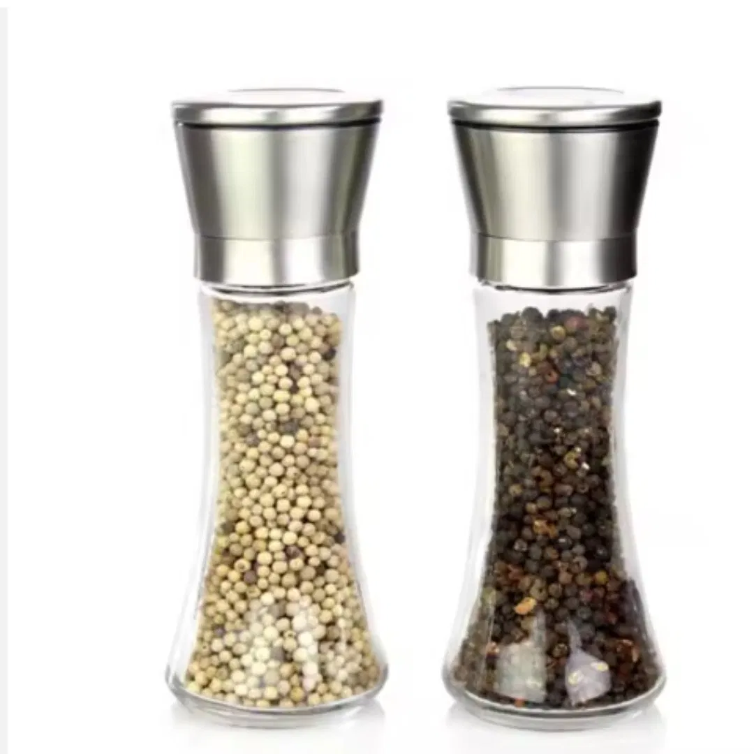 Moinho de Sal e Pimenta Manual Mini de Vidro com Núcleo Cerâmico 100ml Moedor de Especiarias Secas Açúcar
