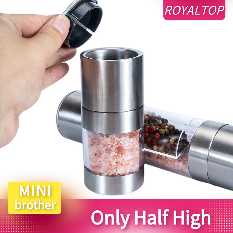 Leading 2 in 1 Salt&Pepper Set Spice Grinding Bottle Refillable Pepper Mill Adjustable Salt Shaker Grinder for Kitchen