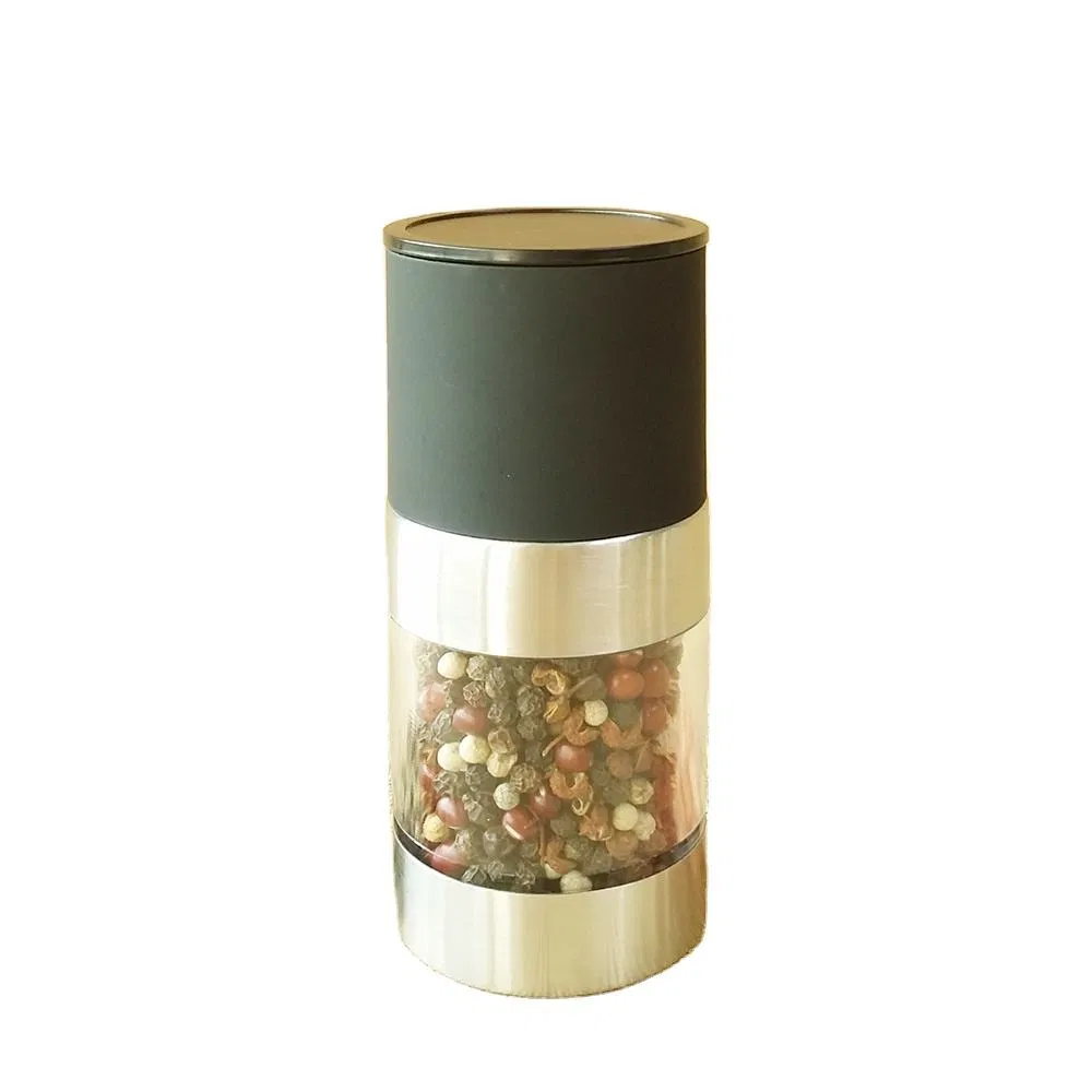 Moedor de Ervas Manual em Plástico e Aço Inoxidável Mini para Atacado com Núcleo de Cerâmica para Sal e Pimenta