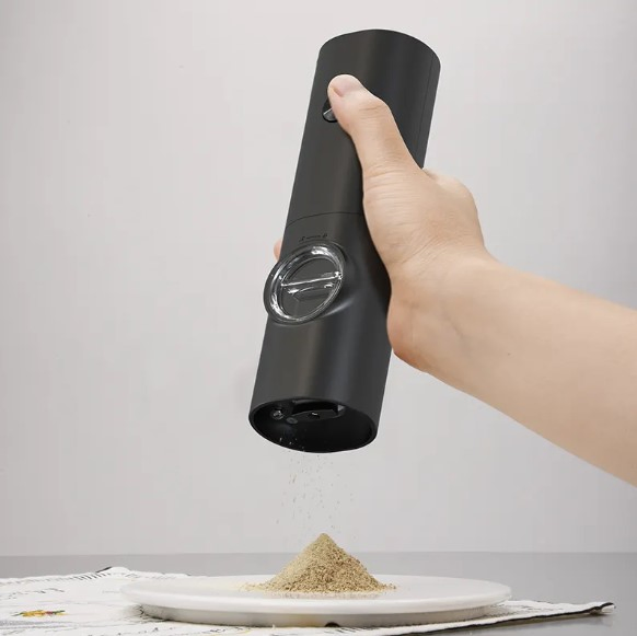 Conjunto de moedores de sal e pimenta automáticos visíveis e ajustáveis para cozinha