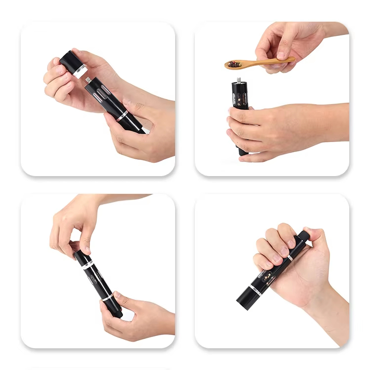 Mini One Handed Thumb Press Salt and Pepper Grinder Dry Spice Mills Portable Pepper Grinder Set
