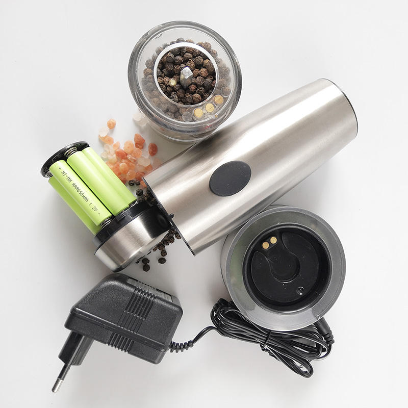 Melhor moedor de sal e pimenta elétrico recarregável por USB, moedor de ervas com luz, alimentado por bateria