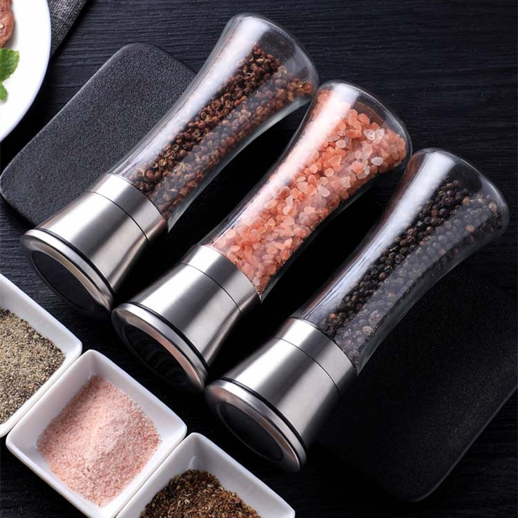 Conjunto de Moedores de Sal e Pimenta, Moinhos Cerâmicos Premium com Ajuste de Granulometria, Moedor de Especiarias Refilável