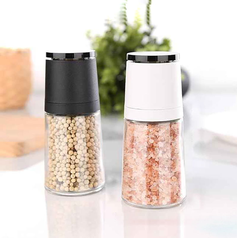 Design Moderno 120ml Moedor de Sal e Pimenta de Vidro com Material Cerâmico PP de Alta Qualidade Acessórios de Cozinha Uso Manual Moedor de Sal com Tampa