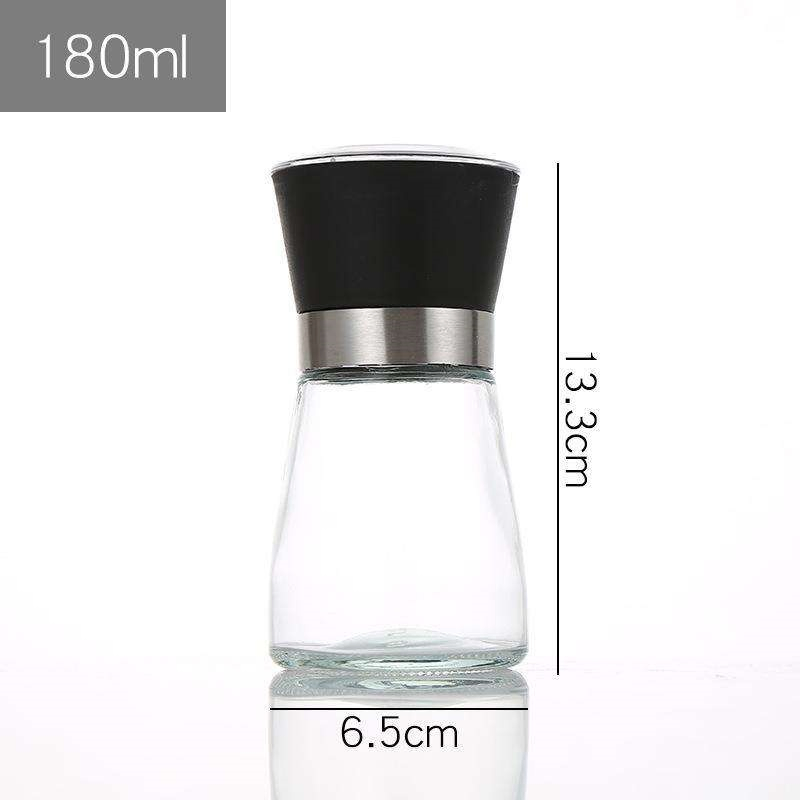 Venda Quente 180ml 200ml Atacado Mini Embalagem de Temperos Aço Inoxidável Sal e Pimenta Moedor Manual de Vidro Garrafa Moedor de Temperos