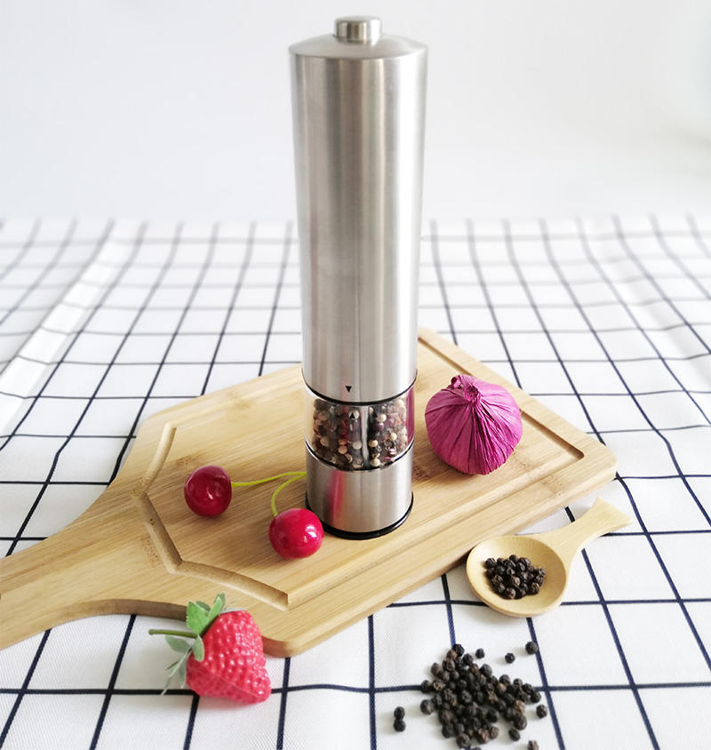 Moedor Automático de Pimenta e Sal Ajustável em Aço Inoxidável Moedor Elétrico de Sal e Pimenta