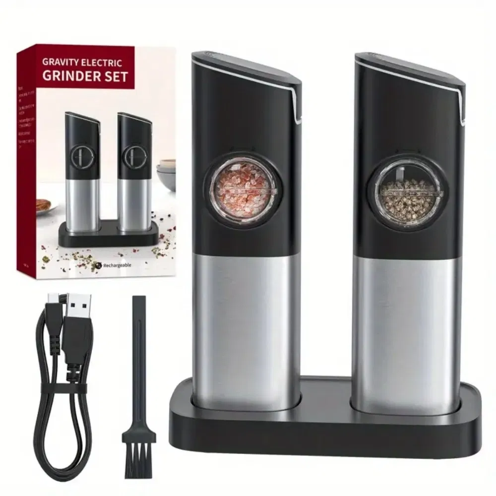 Electric Salt and Pepper Grinder Set Large Capacity USB Rechargeable Automatic Ez29918